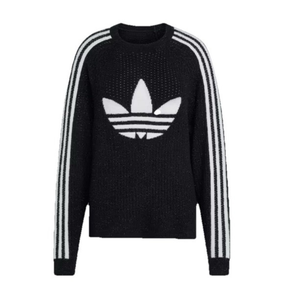 Adidas Originals Lurex Sparkle knit Sweater Sweatshirt with Logo NWT Size L - Picture 8 of 9